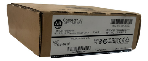 Allen Bradley 1769-ia16 Módulo De Entrada Compactlogix 16