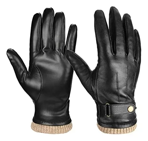 Guantes de piel de oveja para hombre, resistentes al viento, guantes  clásicos de invierno cálidos