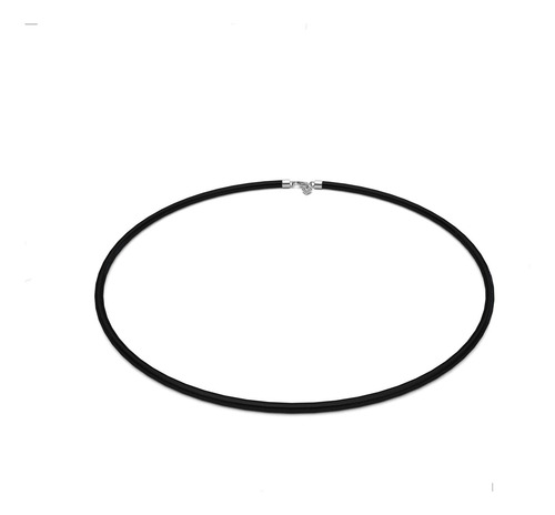 Collar Caucho Broche De Plata 925 Hombre 3mm Medidas Agálea
