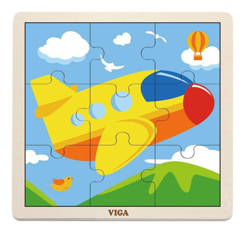 Juguetes Madera Viga Puzzle 9 Piezas Didactico Avion