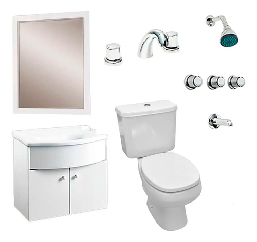 Combo Baño Roca Inodoro Griferia Vanitory Colgante 12