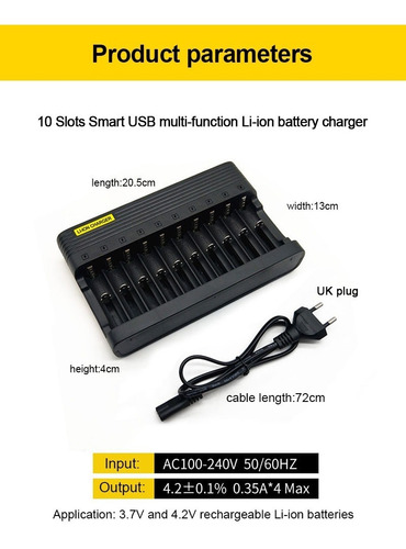 Imagen 2 de 3 de Multicargador Inteligente Para 10 Pilas Recargables