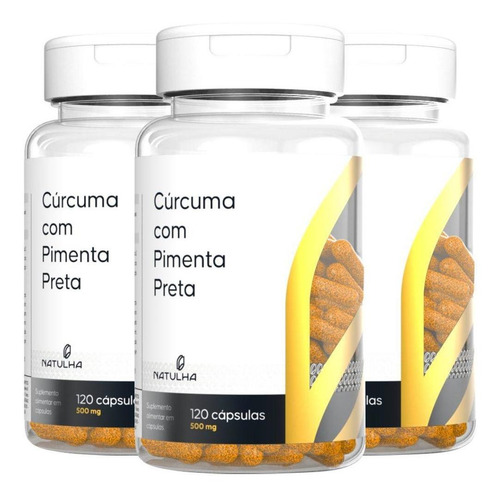 Kit 3x Cúrcuma Longa + Pimenta Preta 120 Cápsulas - Natulha