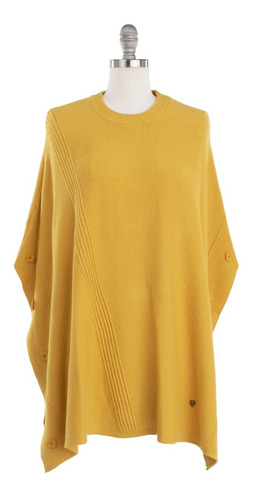 Imagen 3 de 8 de Poncho Capa Cerrado Tejido Fino Suave Estrech Boton Elegante
