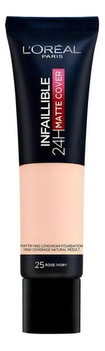 Base de maquillaje líquida L'Oréal Paris Infallible 24H Matte Cover Base de Maquillaje tono 25 ivory rose - 30mL 100g