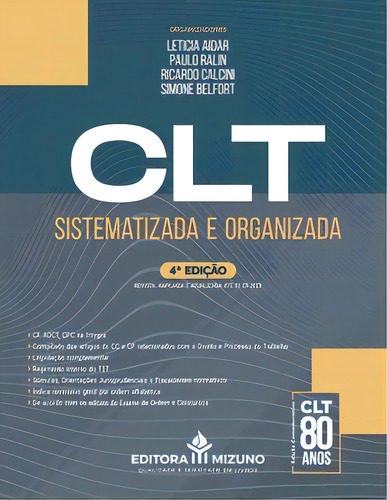 Clt Sistematizada E Organizada, De Belfort Simone. Editora Mizuno, Capa Mole Em Português
