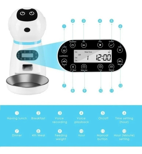 Imagen 6 de 10 de Robot Alimentador Automático Para Mascotas Dispensador