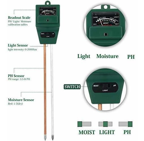 Igingko Medidor Digital Humedad Suelo 3 1 Ph Luz Para