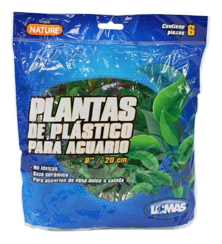 6 Plantas Plástico Acuario 20cm Surtidas Decoración Lomas