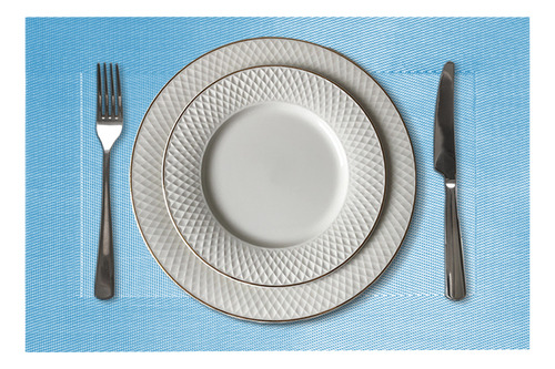 10 Jogo Americano Mesa Posta Luxo Impermeável Pvc Mz Mold Vr Cor M2 Azul Claro Escuro Marinho Naval Bebe Moldura Mz Retangular