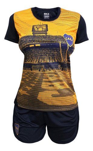 Remera Short Prematch Mujer Boca Juniors Oficial Entrenamien