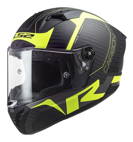 Casco Moto Ls2 Ff805 Thunder Racing1 Carbon Negro Amarillo