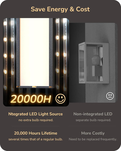 Luces Led Pared Exterior Regulables 3000-5000 K Aplique Negr