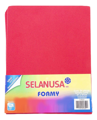 Foamy Tamaño Carta Liso 24 Pzas Manualidad Selanusa Color Rojo
