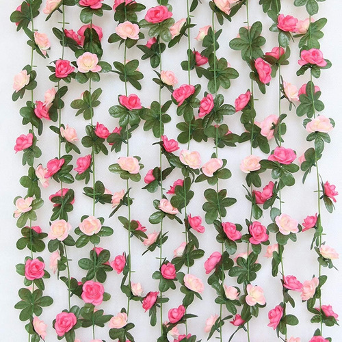 6pcs Guia Enredadera Con Rosas Artificial Decoración Flores