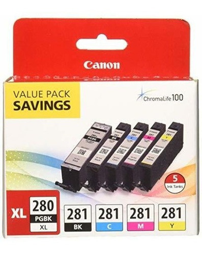 Canon Pgi-280xl / Cli-281 Paquete De 5 Colores Compatible Co