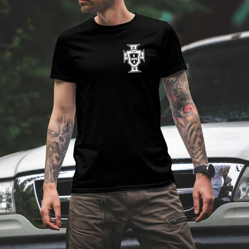 Remera Negra Portugal Mundial Qatar Adultos Niños Algodón