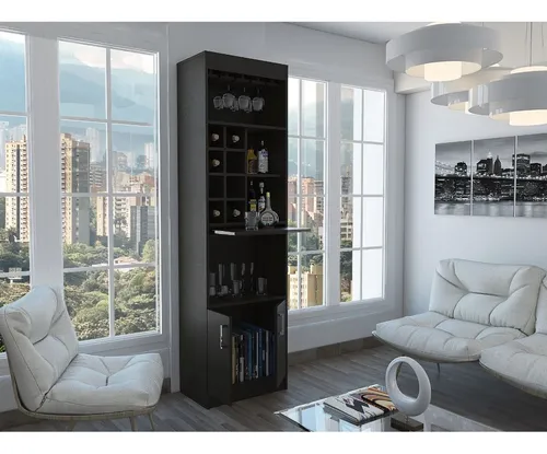 Mueble Bar Syrah, Wengue Y Negro