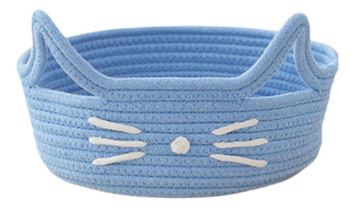 Cesta De Corda De Algodão Para Gato, Cesta De Azul