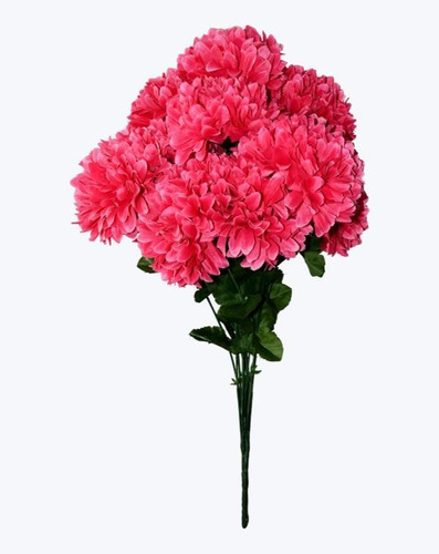 Ramo De 14 Crisantemos Artificiales Color Rosa Fuerte.