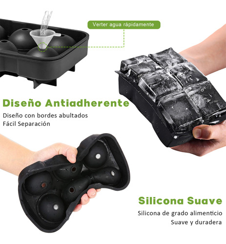 2pcs Molde Cubitos De Silicona De Hielo Negro,circulo Y Cubo
