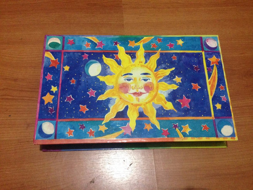 Caja / Cajon Decorativo Sol / Luna Guarda Cartas Y Adorno