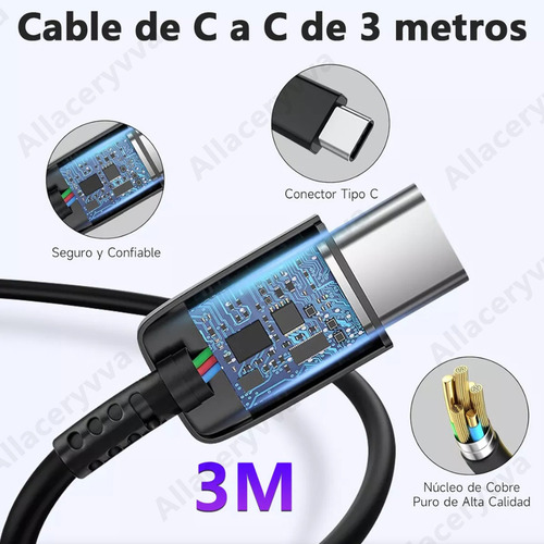 Allaceryvva® Cargador 3M Tipo C Super Rapid de 45 W para Samsung S25 Ultra/S24 Ultra/S23 Ultra/S22 Ultra para iPhone 15/16 Pro Max