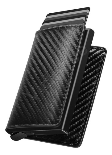 Rfid Protección Cartera De Hombre Con Tarjetero De Aluminio Color Negro