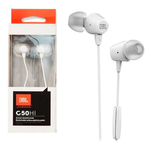 Imagen 1 de 7 de Auriculares Jbl C50hi In-ear Headphones Con Microfono Blanco