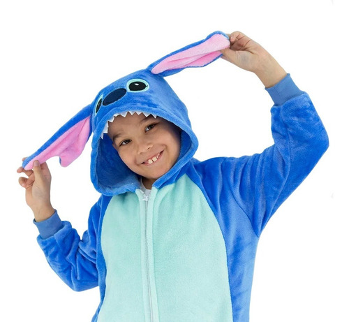 Imagem 5 de 10 de Pijama Macacão Pelúcia Stitch Kigurumi - Original Disney