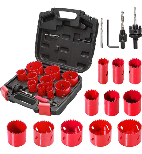 Kit De Sierra Perforadora Bimetalica  Hychika 17 Piezas De 