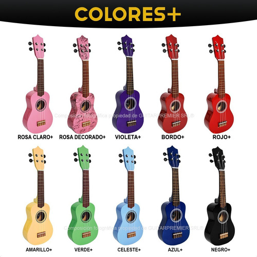 Ukelele Electroacustico Soprano Colores Superior Funda Pua