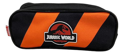 Estojo 2 Divisórias Jurassic World Dinos Laranja Sestini