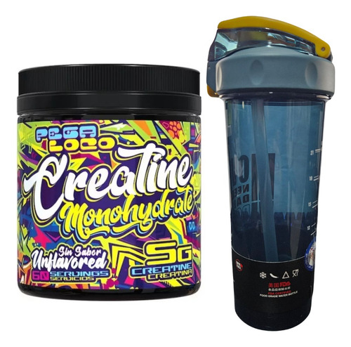 Pegaloco Creatina Monohidrato Sin Sabor 60 Servicios +shaker