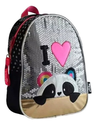 Mochila Jardín Con Lentejuela Panda 36 Cm