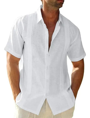 Camisa Guayabera De Manga Corta Para Hombre, Casual, Playa C