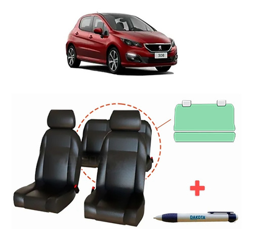 Juego Completo Fundas Asiento Cuero Peugeot 307 308 + Regalo