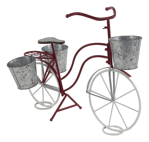 ~? Deco 79 Metal Bike Indoor Outdoor Plantstand Con Macetas