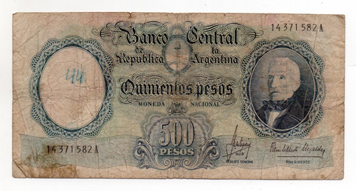 Billete Argentina 500 Pesos Moneda Nacional Bottero 2118