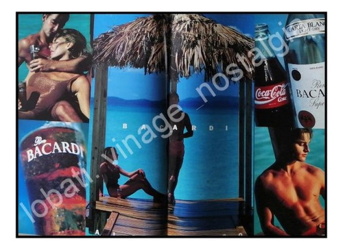 Cartel Publicitario Retro Ron Bacardi Y Coca Cola 1980s