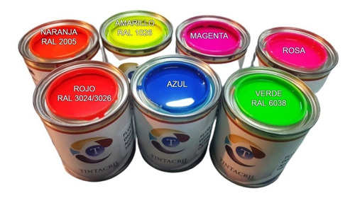 Imagen 5 de 10 de Pintura Fluorescente Neon Bicapa X 1/4 Lt. Rojo