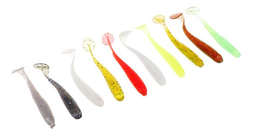 10 Unids T Cola Suave Cebos Pesca Grub Señuelo Artificial