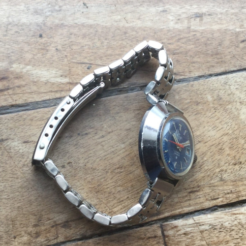 Imagen 4 de 6 de Silvana Reloj Suizo Azul Retro De Colección Antiguo Dama Swt