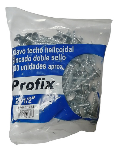 Clavo Techo 2 1/2 Helicoidal Zincado Doble Sello 100u