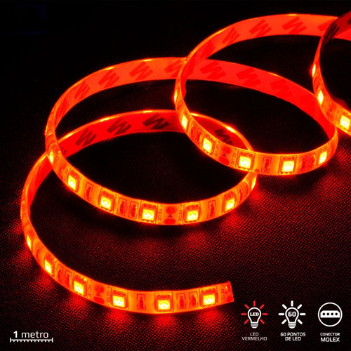 Fita De Led Vx Gaming Vermelho Com Conexao Molex 60 Pontos
