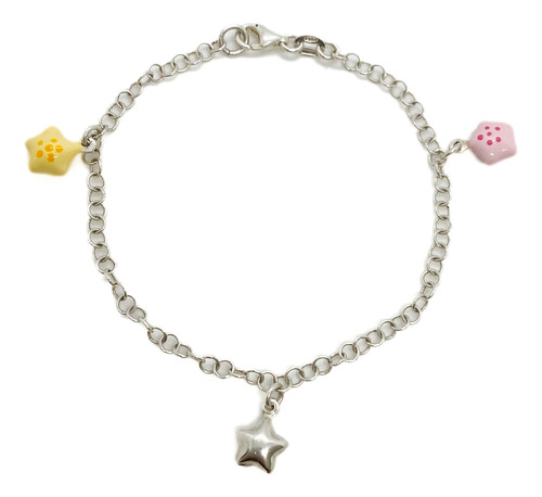 Pulsera Dijes Estrellas De Mar Plata 925 18,5 Cm