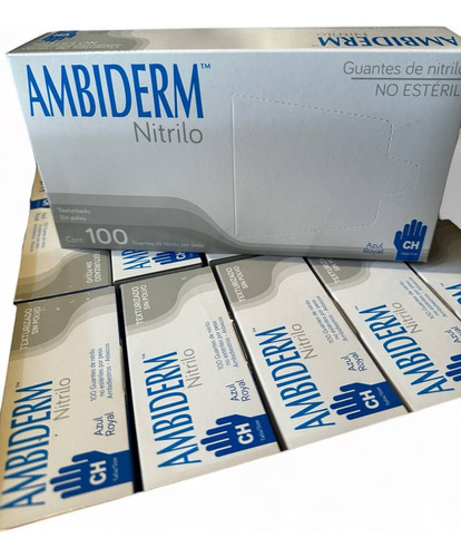 Guantes De Nitrilo Ambiderm, Desechables, Con 100 Pzas. 