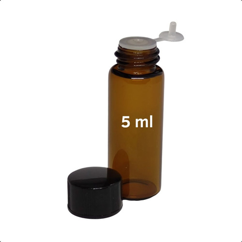 Frasco Vial 5ml Vidrio Ambar Con Inserto Cuentagotas (12pz)