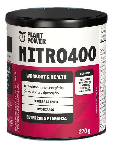 Nitrato Nitro400 Beterraba E Laranja Plant Power 270g