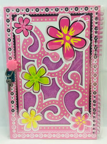 Diario Intimo Con Espiral Y Brillos 19x27cm Bj-1664 Ellobo